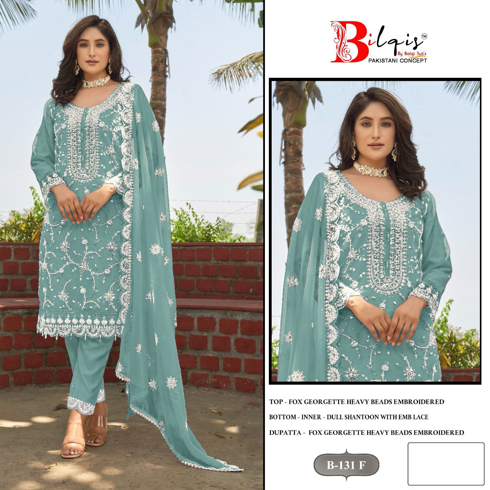 B 131 E To H by Bilqis  Georgette Pakistani Salwar Kameez Collection